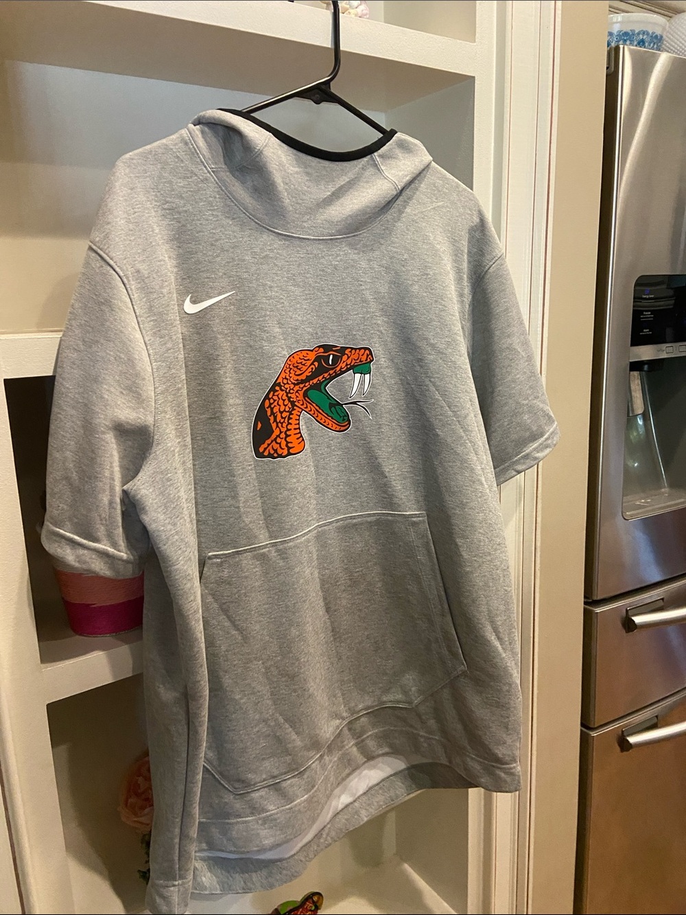 Nike Gray Hoodie FAMU Football Rattlers dri-fit short sleeve Florida A&M